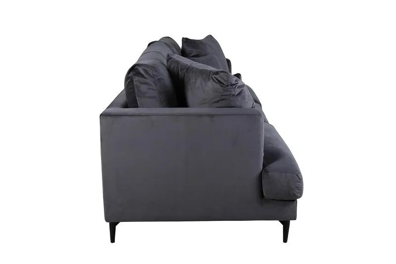 Sofia 3-seter Lav Sofa med Løse Puter i Fløyel - Grå - Møbler - Sofaer - Sofa 3 seter