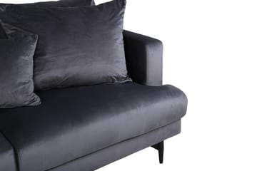 Sofia 3-seter Lav Sofa med Løse Puter i Fløyel - Grå - Møbler - Sofaer - Sofa 3 seter