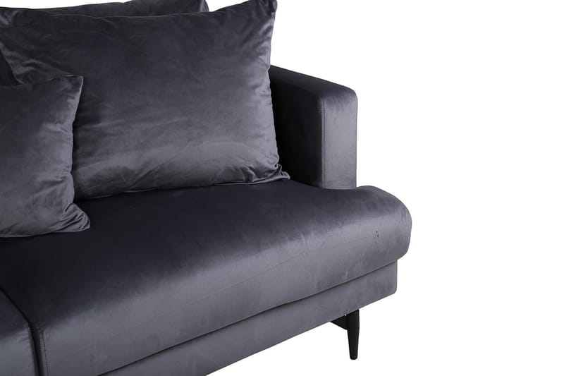 Sofia 3-seter Lav Sofa med Løse Puter i Fløyel - Grå - Møbler - Sofaer - Sofa 3 seter