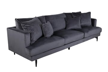 Sofia 3-seter Lav Sofa med Løse Puter i Fløyel - Grå - Møbler - Sofaer - Sofa 3 seter