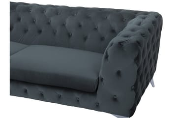 Sotra Dyp Chesterfield Fløyelssofa - Grå - Møbler - Sofaer - Sofa 3 seter