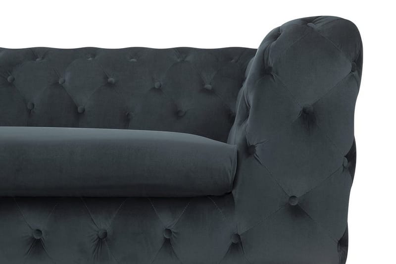 Sotra Dyp Chesterfield Fløyelssofa - Grå - Møbler - Sofaer - Sofa 3 seter