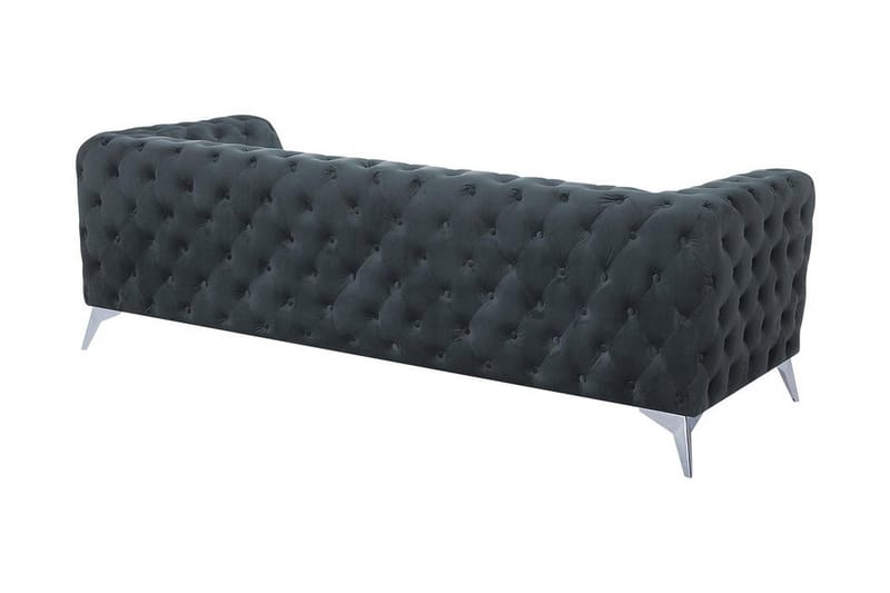 Sotra Dyp Chesterfield Fløyelssofa - Grå - Møbler - Sofaer - Sofa 3 seter