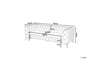 Sotra Dyp Chesterfield Fløyelssofa - Grå - Møbler - Sofaer - Sofa 3 seter