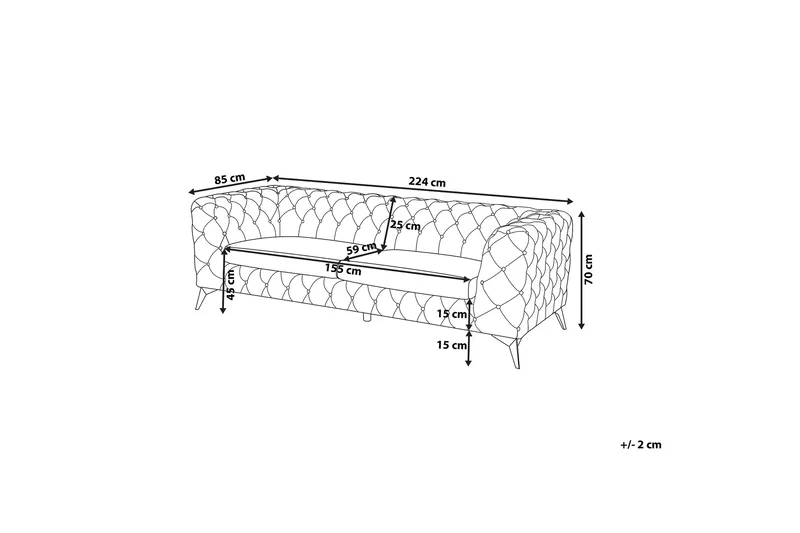 Sotra Dyp Chesterfield Fløyelssofa - Grå - Møbler - Sofaer - Sofa 3 seter