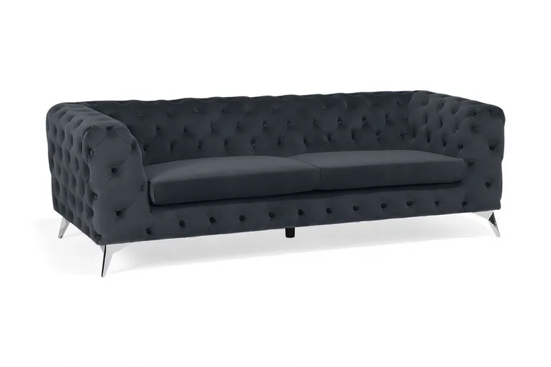 Sotra Dyp Chesterfield Fløyelssofa, Grå