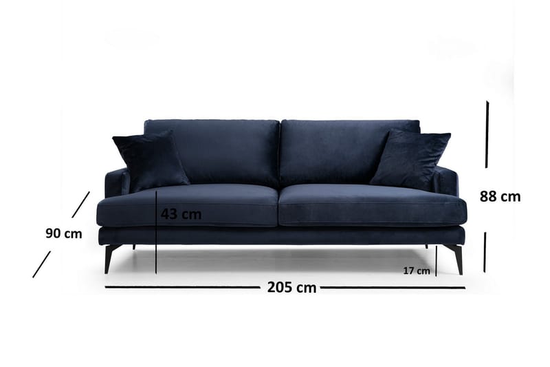 Sowka 3-Seter Sofa - Blå - Møbler - Sofaer - Sofa 3 seter