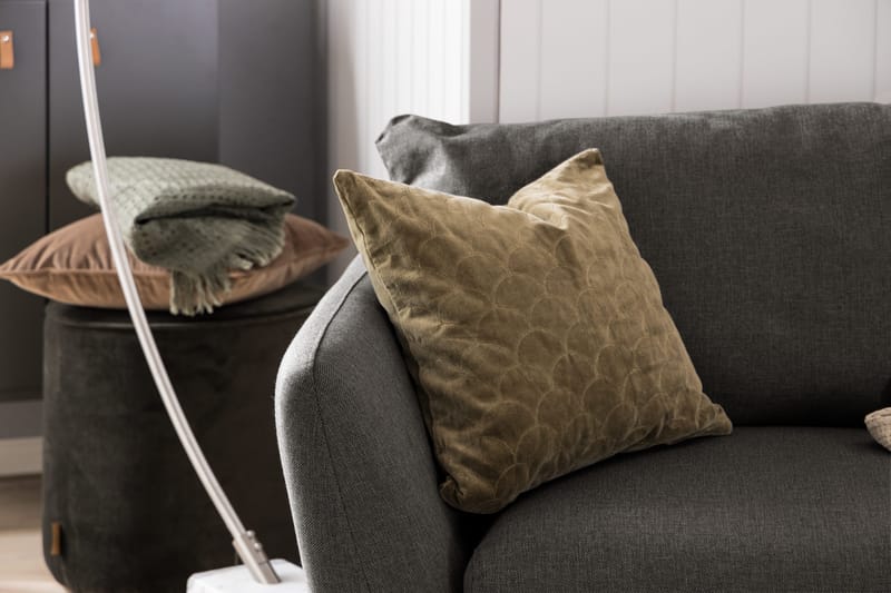 Trend 3-seter Sofa 218 cm med Buede Armlener i Stoff - Grå|Svart - Møbler - Sofaer - Sofa 3 seter