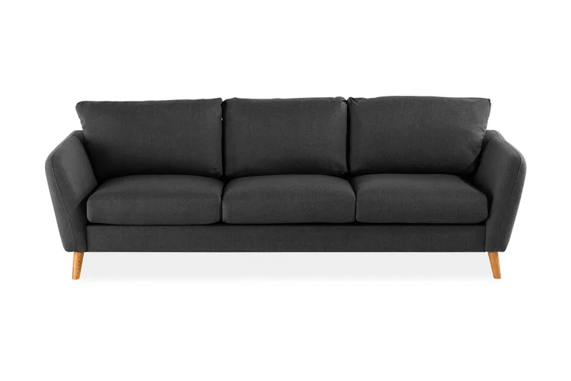 Trend 3-seter Sofa 218 cm med Buede Armlener i Stoff - Grå|Svart - Møbler - Sofaer - Sofa 3 seter