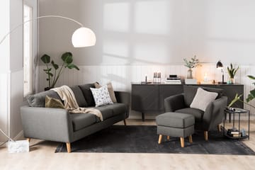 Trend 3-seter Sofa 218 cm med Buede Armlener i Stoff - Grå|Svart - Møbler - Sofaer - Sofa 3 seter
