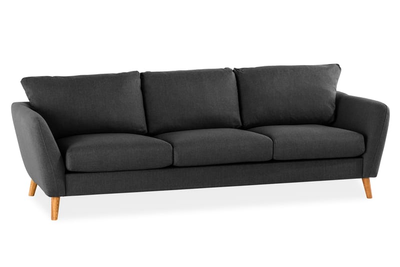Trend 3-seter Sofa 218 cm med Buede Armlener i Stoff - Grå|Svart - Møbler - Sofaer - Sofa 3 seter