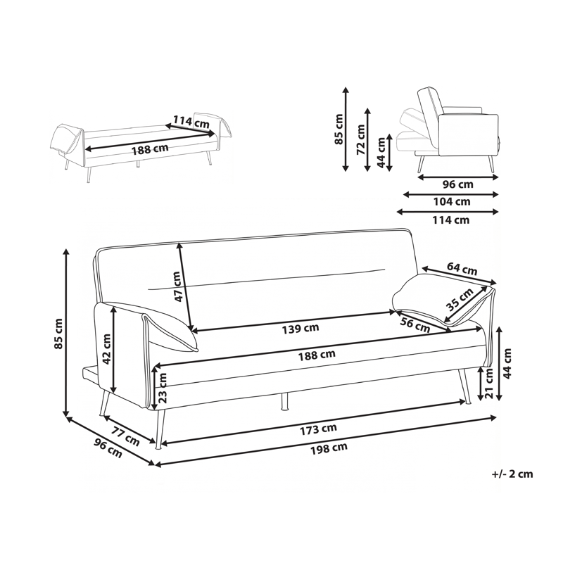 3-seters sofa Vayla - Off-White - Møbler - Sofaer - Sovesofaer