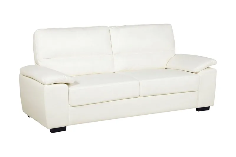 Vogar Dyp 3-seter Sofa i Kunstlær, Kremhvit