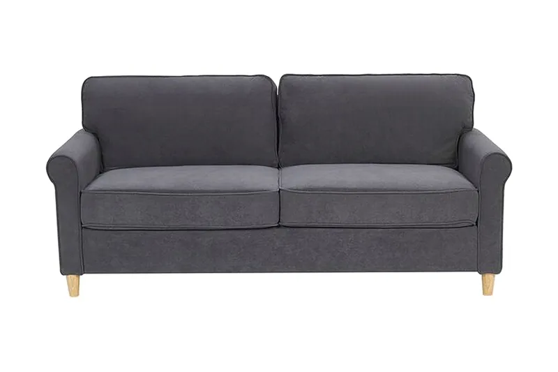 Warmoth Sofa med Rullearmlener i Stoff, Grå