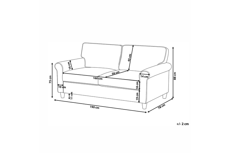 Warmoth Sofa med Rullearmlener i Stoff - Grå - Møbler - Sofaer - Sofa 3 seter