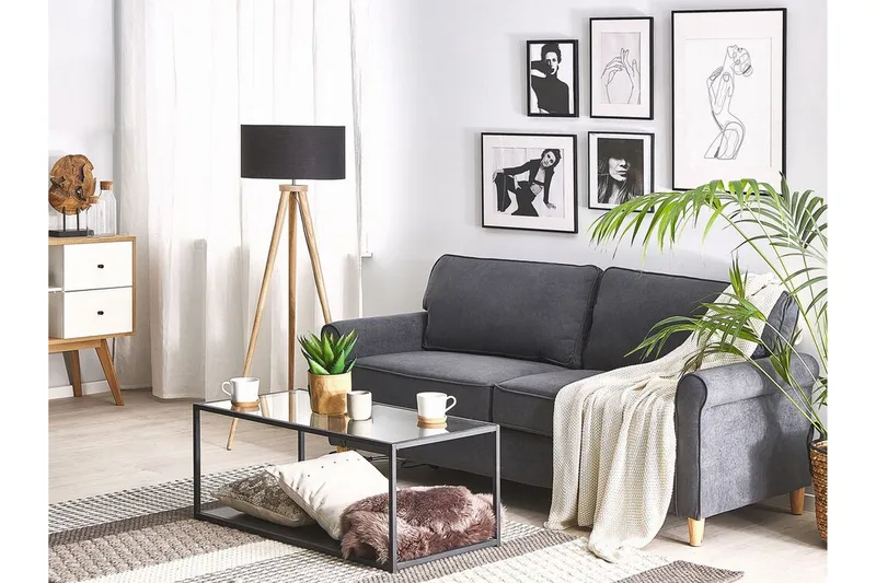 Warmoth Sofa med Rullearmlener i Stoff - Grå - Møbler - Sofaer - Sofa 3 seter