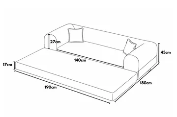 3-seters sovesofa Atelier Del Sofa Legom Eco (190 x 90 x 25 cm) Beige - Møbler - Sofaer - Sovesofaer