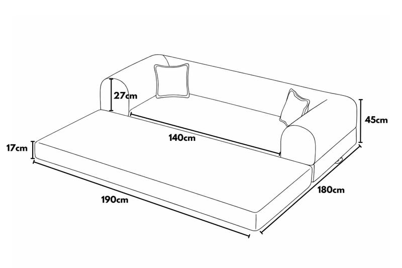 3-seters sovesofa Atelier Del Sofa Legom Eco (190 x 90 x 25 cm) Oransje - Møbler - Sofaer - Sovesofaer