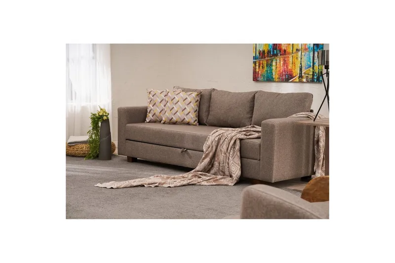 3-seters sovesofa Iroulport Arzilla Brun - Brun - Møbler - Sofaer - Sovesofaer