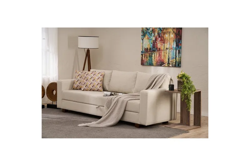 3-seters sovesofa Iroulport Arzilla Krem - Krem - Møbler - Sofaer - Sovesofaer