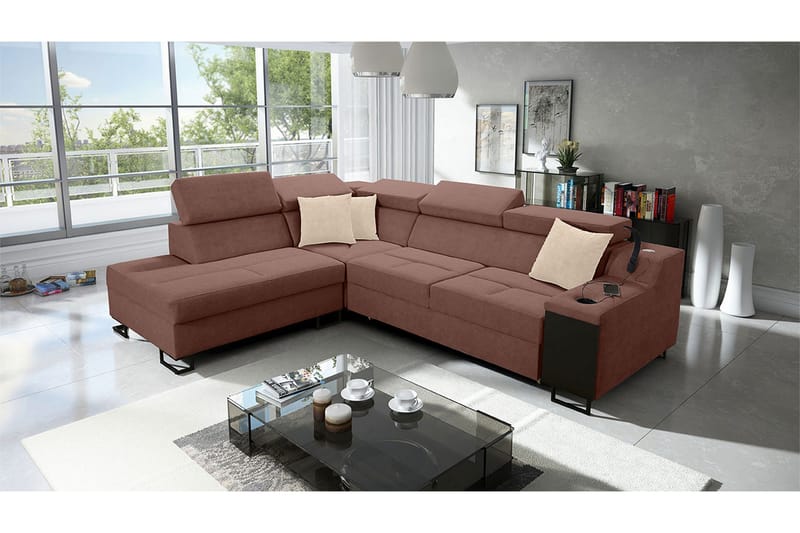 3-seters Sovesofa Venstre - Rosa - Møbler - Sofaer - Sovesofaer