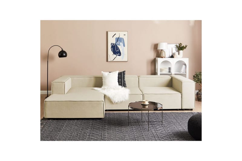 3-sits Hörnsoffa Beliani Aprica Högervänd Left-faced - Møbler - Sofaer - Sofa med sjeselong