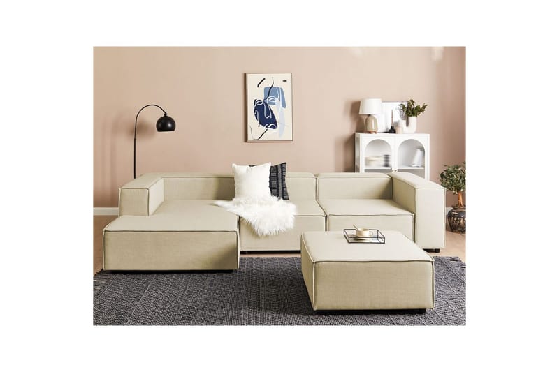 3-sits Hörnsoffa med fotpall Beliani Aprica Högervänd Left-faced - Møbler - Sofaer - Sofa med sjeselong