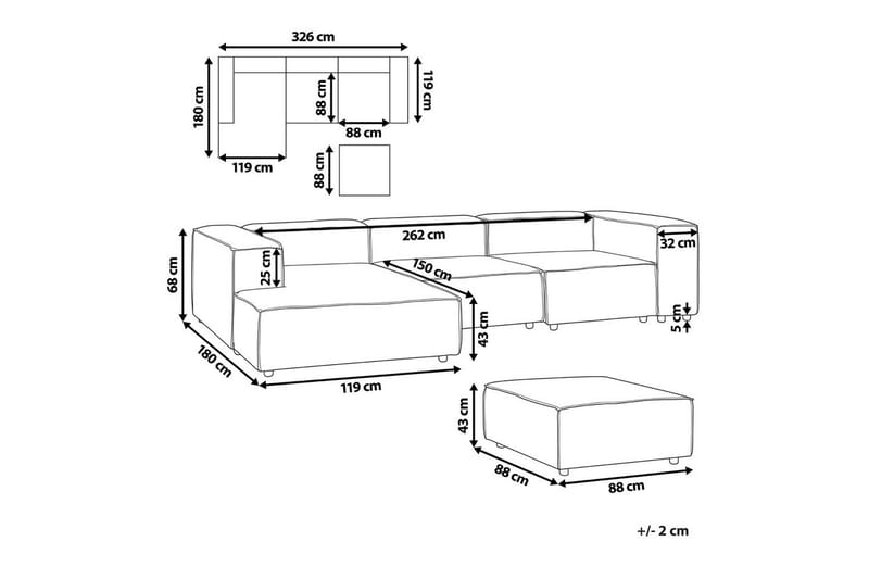 3-sits Hörnsoffa med fotpall Beliani Aprica Högervänd Left-faced - Møbler - Sofaer - Sofa med sjeselong