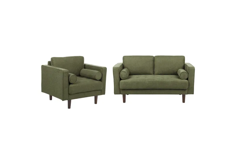 3-sits Soffgrupp Beliani Nurmo Beige/mörkt trä Green, Dark colored wood, undefined