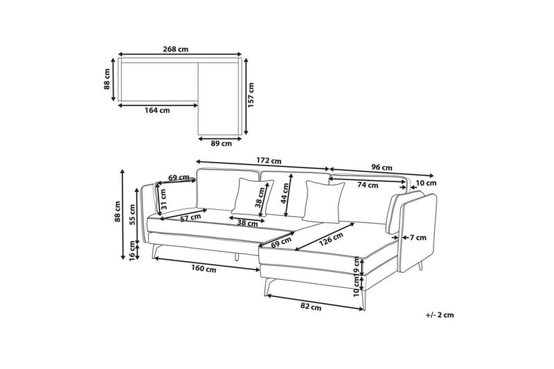 3-sitssoffa Beliani Altan Brun, Svart, Högervänd Beige Right-faced - Beige - Møbler - Sofaer - Sofa med sjeselong