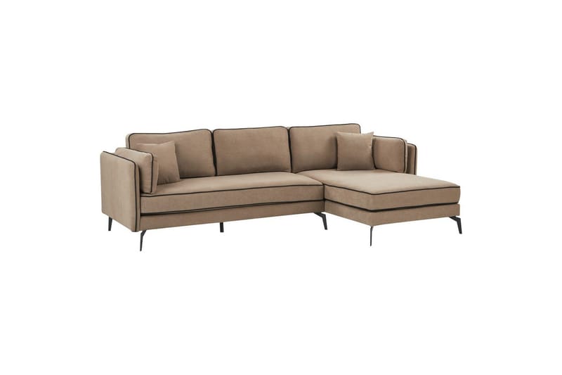 3-sitssoffa Beliani Altan Brun, Svart, Högervänd Beige Right-faced - Beige - Møbler - Sofaer - Sofa med sjeselong