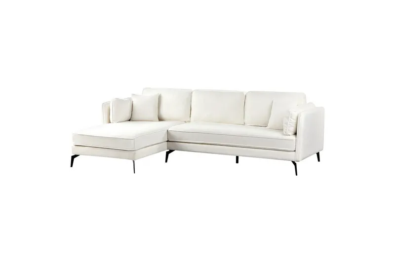 3-sitssoffa Beliani Altan Brun, Svart, Högervänd White||Black Left-faced - Møbler - Sofaer - Sofa med sjeselong