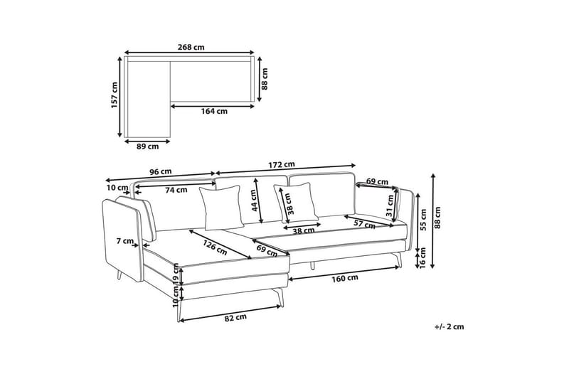 3-sitssoffa Beliani Altan Brun, Svart, Högervänd White||Black Left-faced - Møbler - Sofaer - Sofa med sjeselong