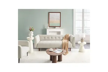 3-sitssoffa Beliani Byske Beige, mörkt trä Beige||Dark colored wood - Møbler - Sofaer - Sofa 3 seter