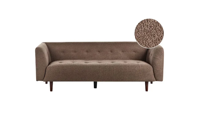 3-sitssoffa Beliani Byske Beige, mörkt trä Brown||Dark colored wood - Møbler - Sofaer - Sofa 3 seter