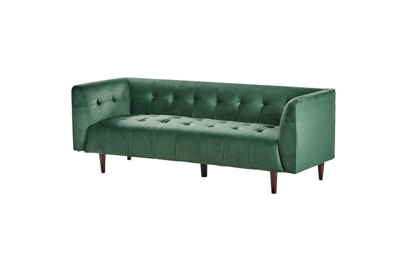 3-sitssoffa Beliani Byske Beige, mörkt trä Green||Dark colored wood - Møbler - Sofaer - Sofa 3 seter