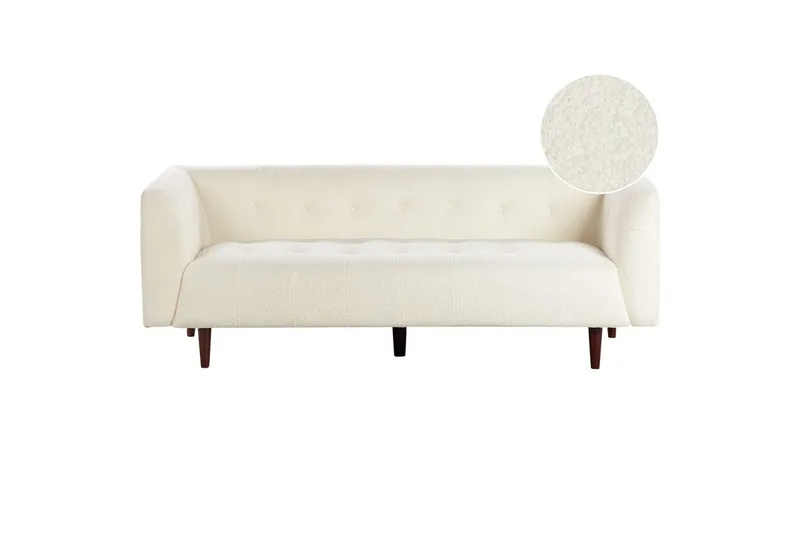 3-sitssoffa Beliani Byske Beige, mörkt trä NO_BRAND White, Hvit
