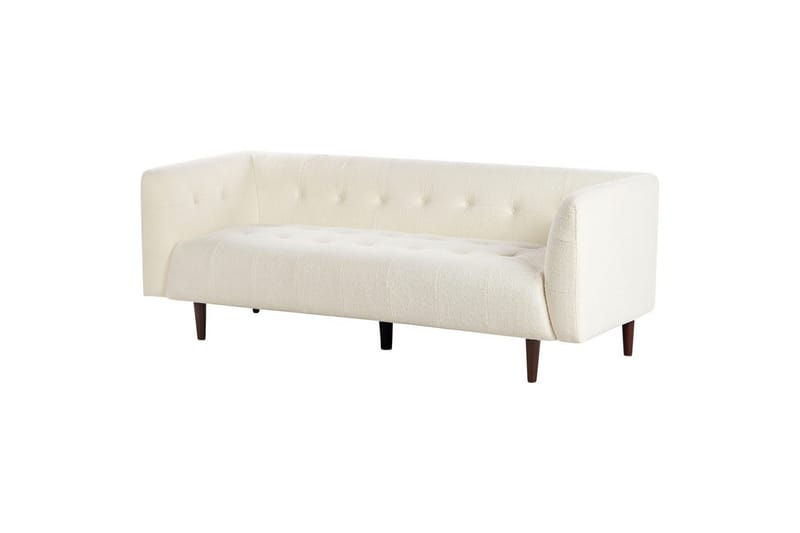 3-sitssoffa Beliani Byske Beige, mörkt trä NO_BRAND White - Hvit - Møbler - Sofaer - Sofa 3 seter