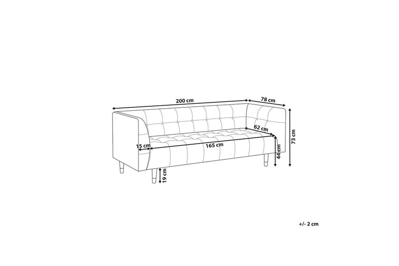 3-sitssoffa Beliani Byske Beige, mörkt trä White - Hvit - Møbler - Sofaer - Sofa 3 seter
