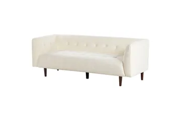 3-sitssoffa Beliani Byske Beige, mörkt trä White - Hvit - Møbler - Sofaer - Sofa 3 seter