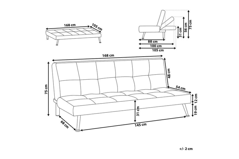 3-sitssoffa Beliani Hasle Beige, svart Brown, Black - Møbler - Sofaer - Sovesofaer