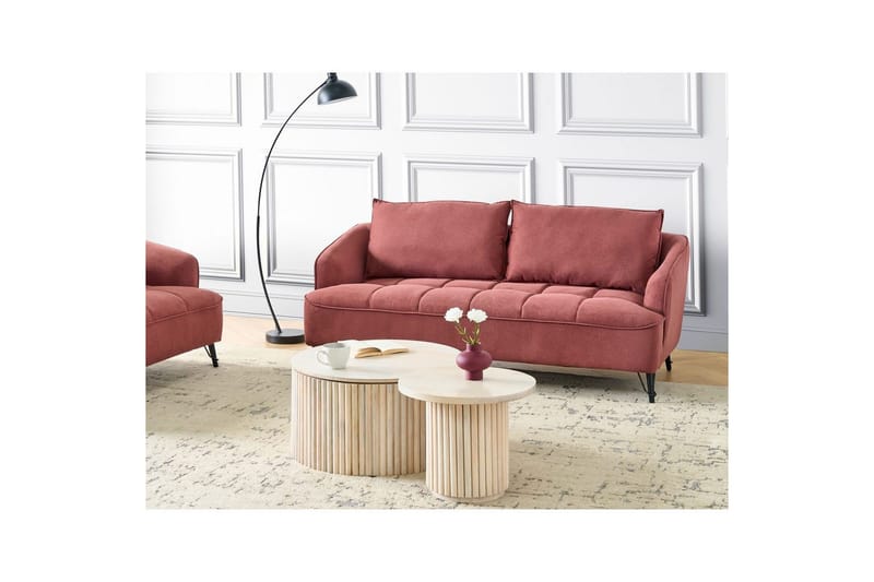 3-sitssoffa Beliani Hobro Brun, Svart Pink - Rosa - Møbler - Sofaer - Sofa 3 seter