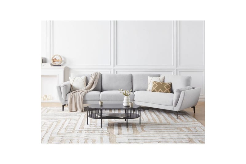 3-sitssoffa Beliani Kansseli Beige, svart Grey - Grå - Møbler - Sofaer - Sofa 3 seter