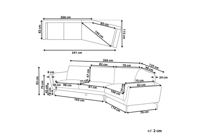 3-sitssoffa Beliani Kansseli Beige, svart Grey - Grå - Møbler - Sofaer - Sofa 3 seter