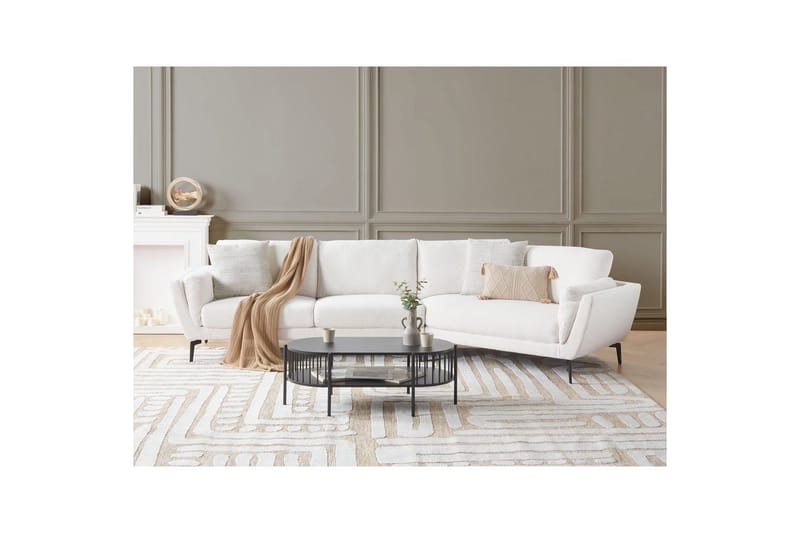 3-sitssoffa Beliani Kansseli Beige, svart White||Black - Møbler - Sofaer - Sofa 3 seter