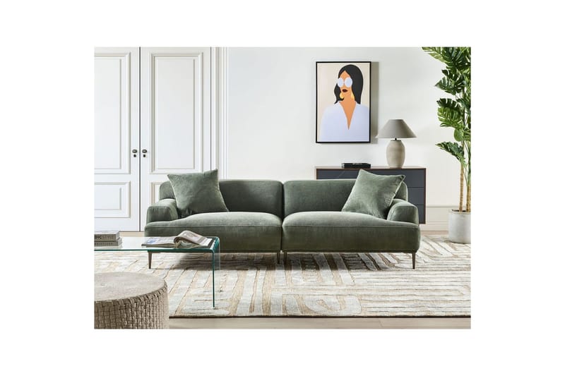 3-sitssoffa Beliani Matila Beige, brun Green||Brown - Møbler - Sofaer - Sofa 3 seter