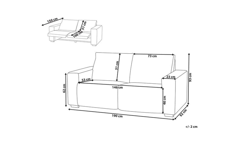 3-sitssoffa Beliani Nukari Orange, Svart Orange - Oransje - Møbler - Sofaer - Sofa 3 seter