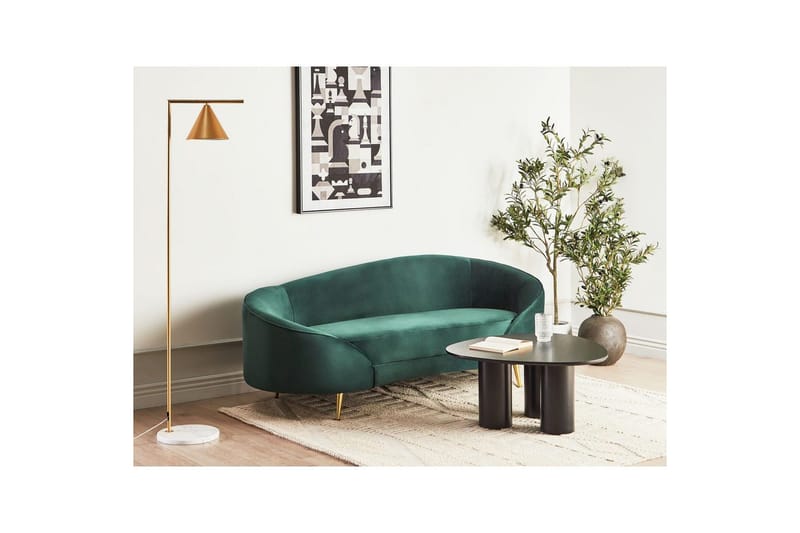 3-sitssoffa Beliani Savar Blå, Svart NO_BRAND Dark green||GOLD - Møbler - Sofaer - Fløyel sofaer