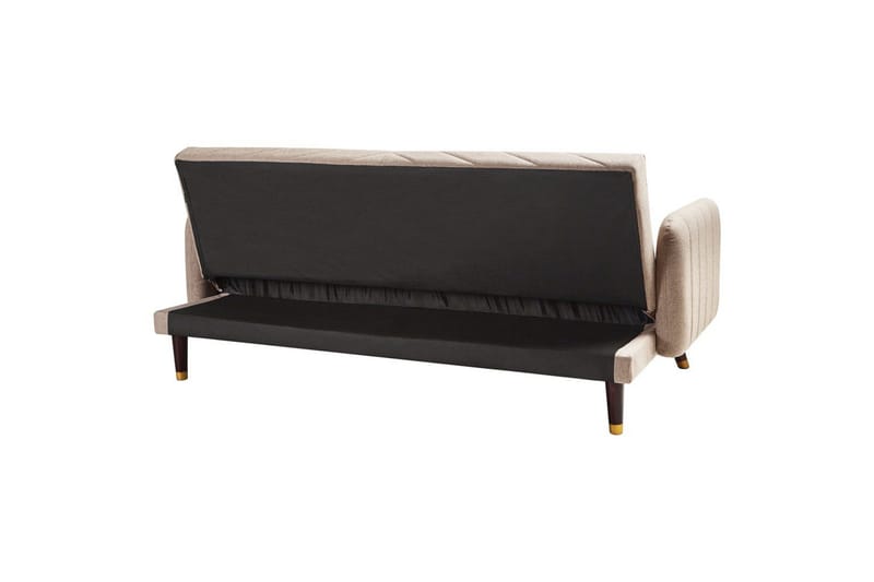 3-sitssoffa Beliani Senja Beige, mörkt trä, guld Beige - Beige - Møbler - Sofaer - Sovesofaer