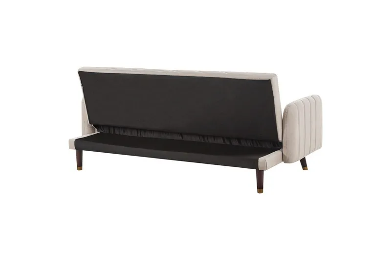 3-sitssoffa Beliani Senja Beige, mörkt trä, guld Beige||Dark colored wood||GOLD - Møbler - Sofaer - Sovesofaer